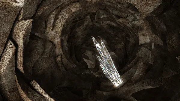 Crystal sloupce v temné jeskyni — Stock fotografie