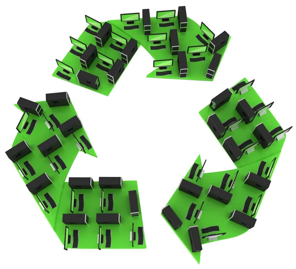 绿色的计算机。回收 pc 概念 — 图库照片