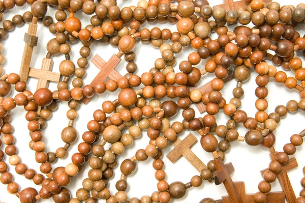 Grande gruppo di perline rosario in legno — Foto Stock