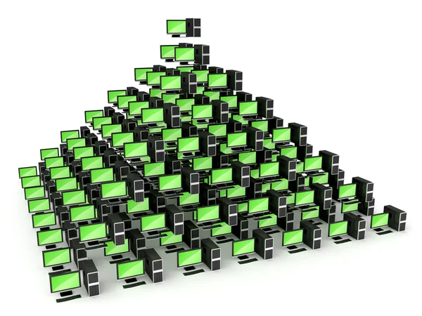 Concepto de red de PC piramidal — Foto de Stock