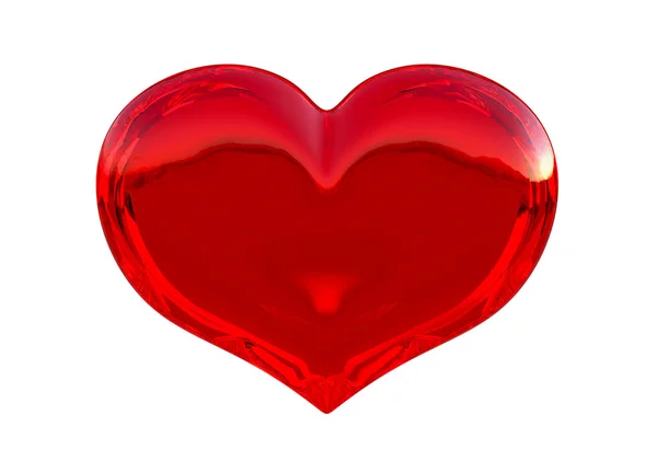 Poloprůhledný červené srdce tvar izolované — Stock fotografie