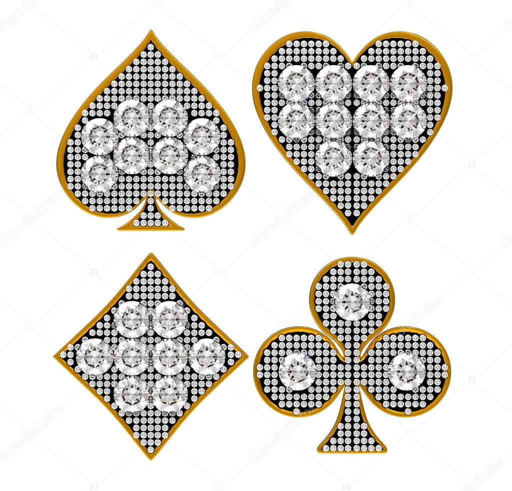 Diamond Card Suits with golden framing