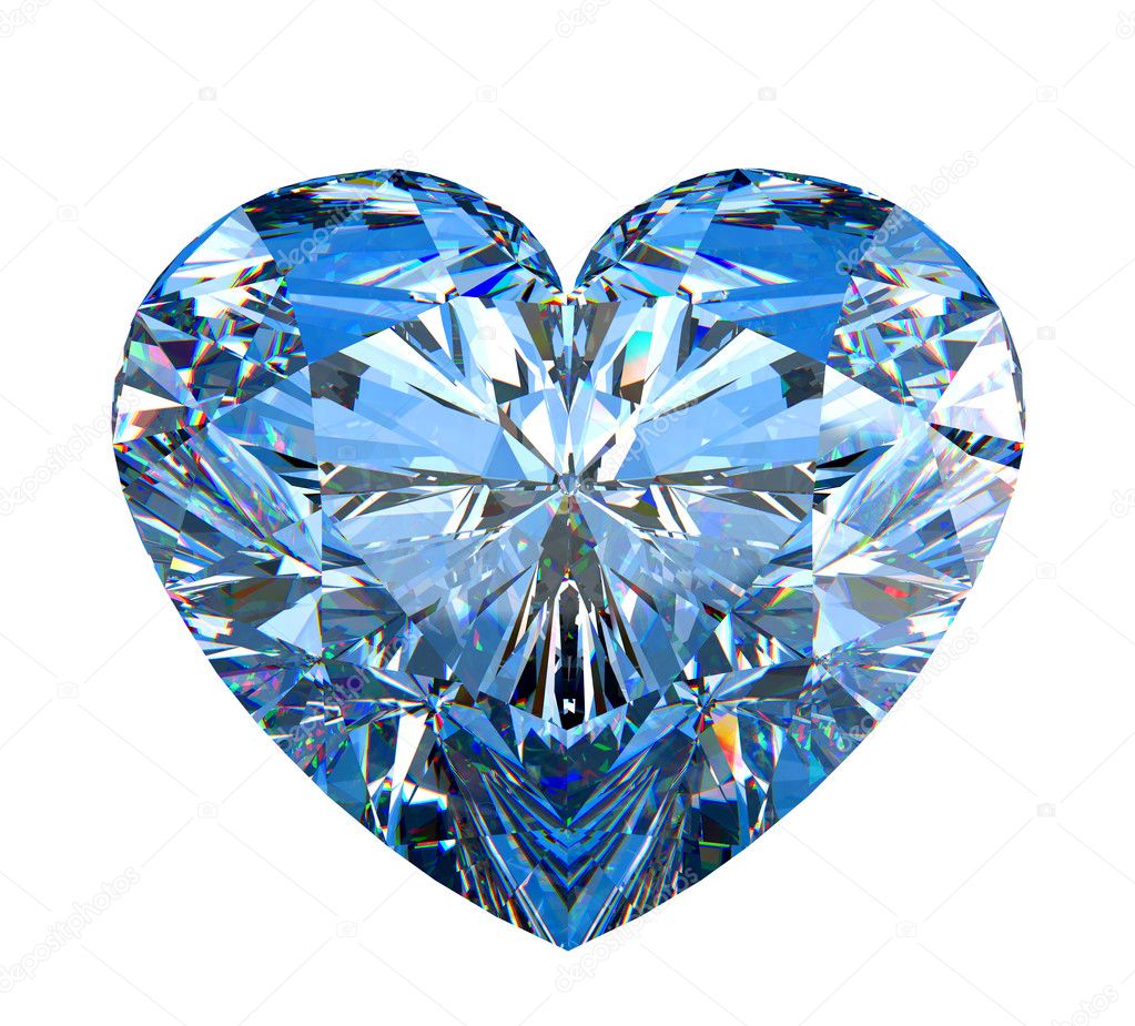 Heart shaped diamond isolated on white
