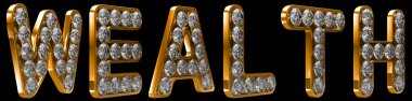 Wealth word incrusted with diamonds clipart