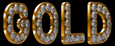 Gold word incrusted with diamonds clipart