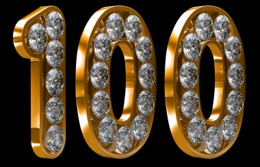 Golden 100 numeral incrusted with diamonds clipart