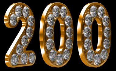 Golden 200 numeral incrusted with diamonds clipart