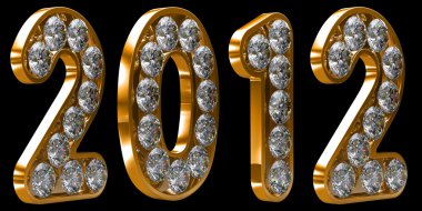 Golden 2012 year incrusted with diamonds clipart