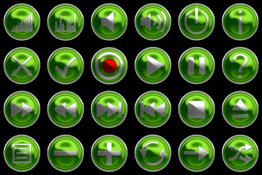 Round green Control panel icons or buttons clipart