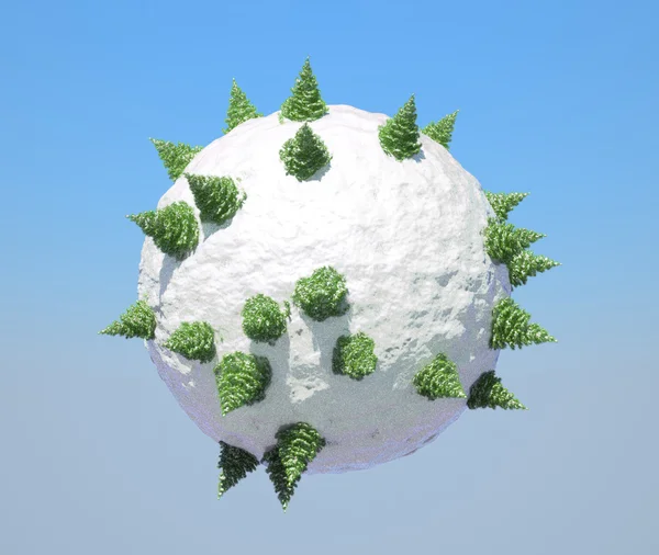 Анотація земної кулі з firtrees на ньому — стокове фото