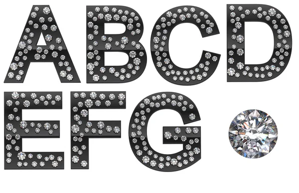 Diamante A-G letras com grande jóia — Fotografia de Stock