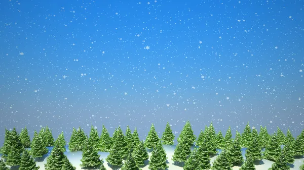 Firtree forest landscape during snowfall — Stock Photo, Image