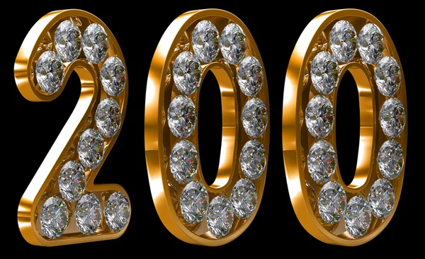 Zlatá 200 číslo incrusted s diamanty — Stock fotografie