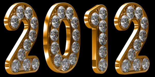 Golden 2012 year incrusted with diamonds — Stock Photo, Image