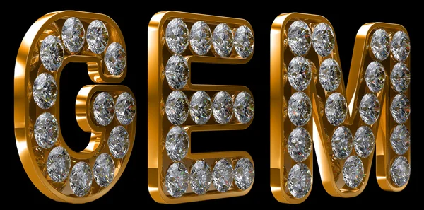 Golden Gem palavra incrustada com diamantes — Fotografia de Stock