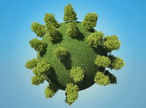 Abstract green Earth planet with trees — Stock Photo, Image