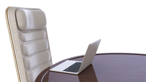 stock image Labtop on table and chair