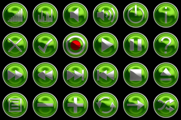 stock image Round green Control panel icons or buttons