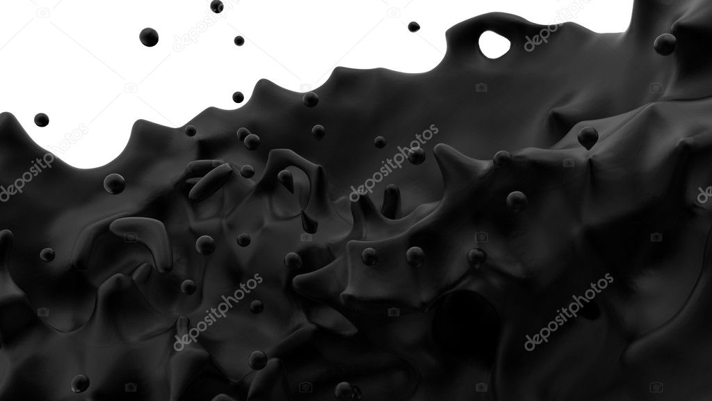 Black liquid isolated over white