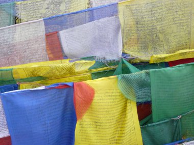 Closeup of prayer flags clipart