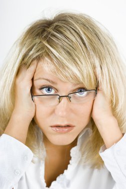 Disheveled girl in glasses clipart