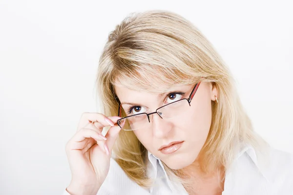 Strong girl with glasses — Stock Photo, Image