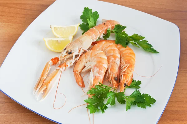 Dish with prawn and shrimps — Stock Photo, Image