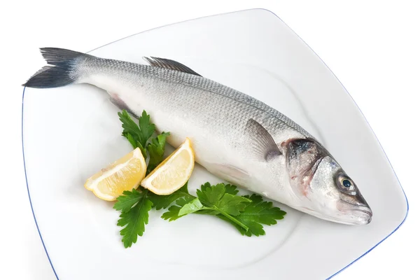 Sea bass with lemon and parsley — Stock Photo, Image
