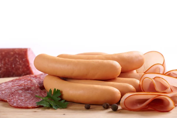 Salsicce e carne — Foto Stock