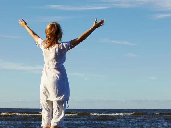 stock image Seascape with young woman