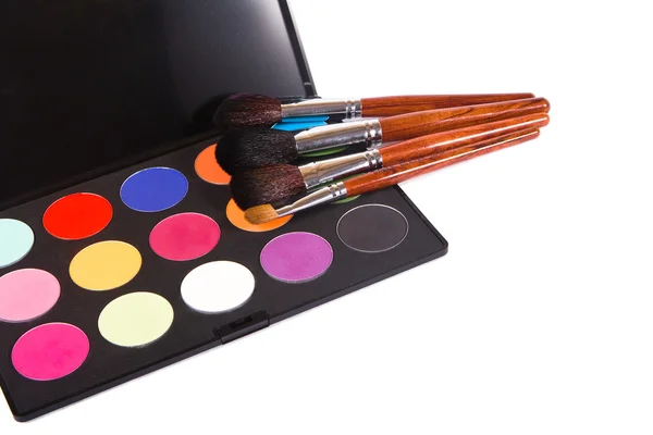 Make-up palette with brushes — Stock Photo, Image