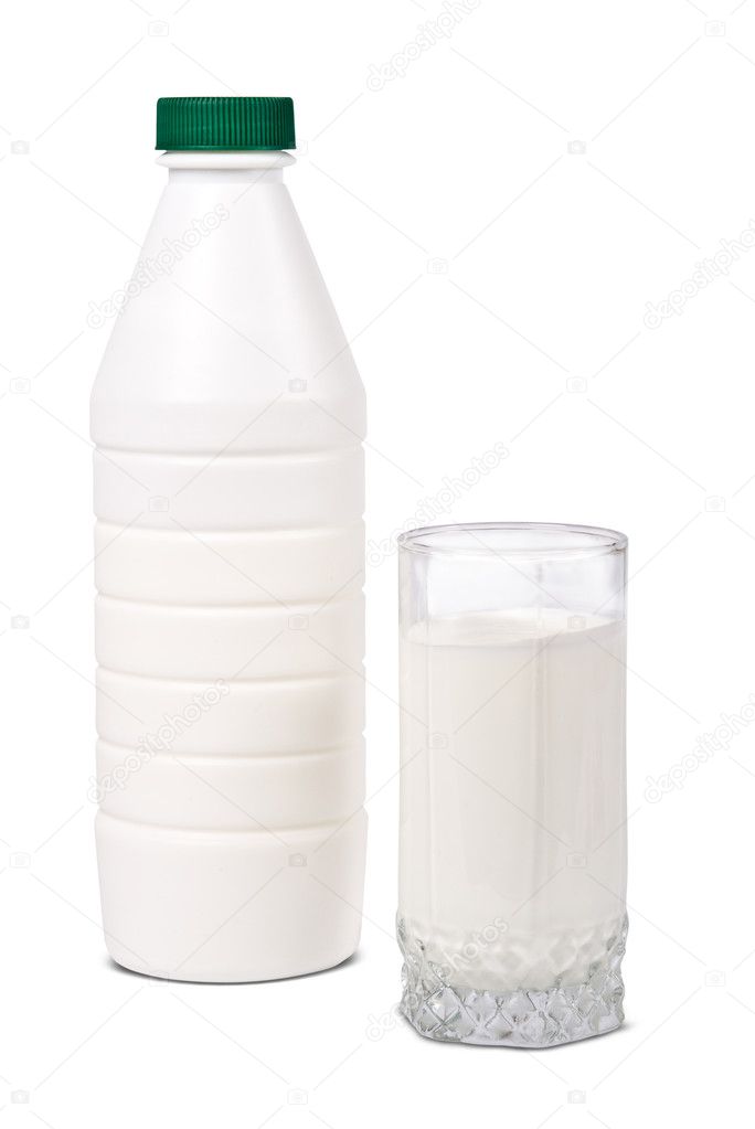 Bottle and glass with yogurt