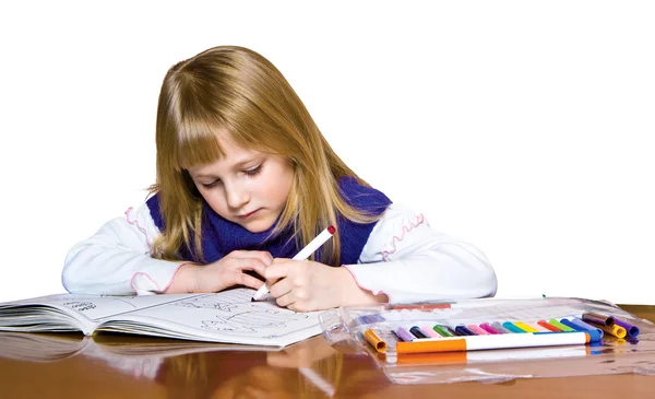 Jong meisje tekening — Stockfoto