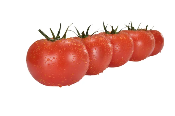 Grupa dojrzałych pomidorów na białym tle — Zdjęcie stockowe