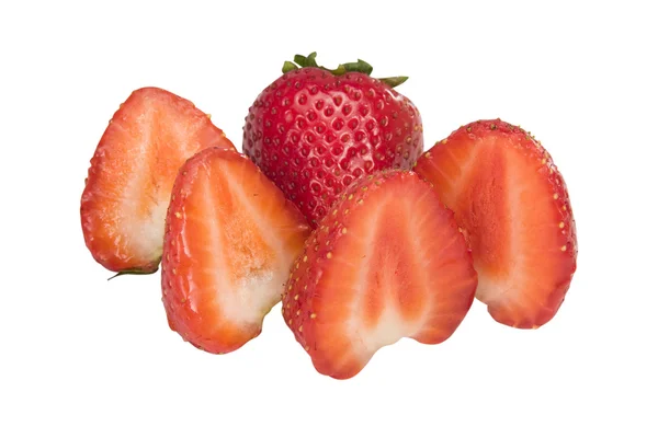 Groep van verse aardbeien op een witte achtergrond — Stockfoto