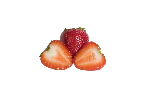 Grupp av färska jordgubbar på en vit bakgrund — Stockfoto