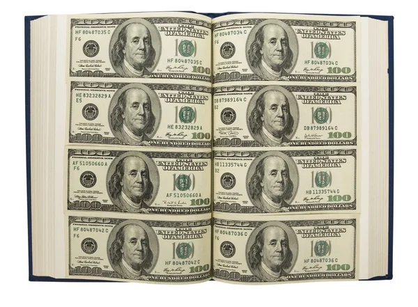 Dollars in the books — Stock Photo, Image