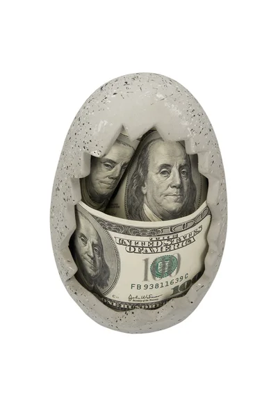 陶瓷鸡蛋中美元 — 图库照片