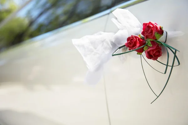 stock image Door of white wedding car