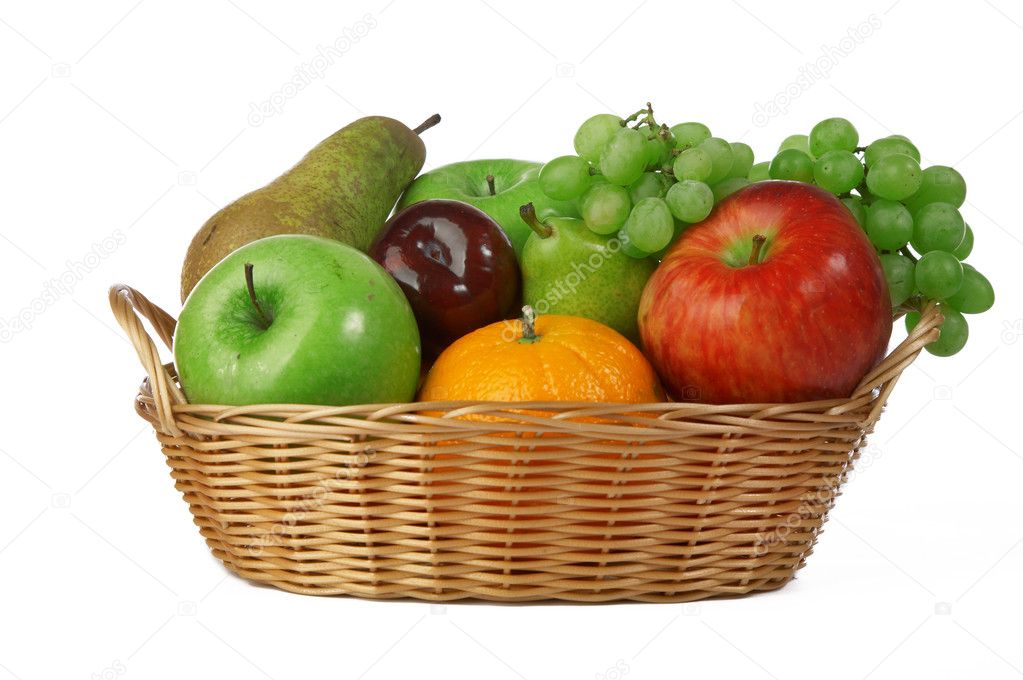 Ripe fresh fruit in basket