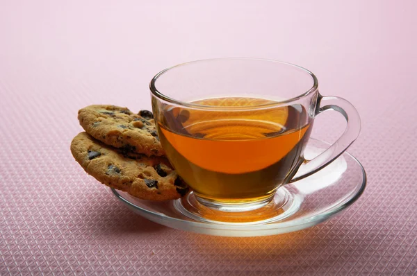 Tea with chocolate cookies — Stock Photo, Image