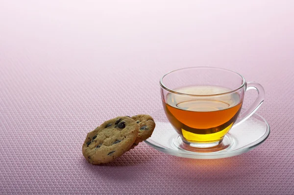 Tè con biscotti al cioccolato — Foto Stock