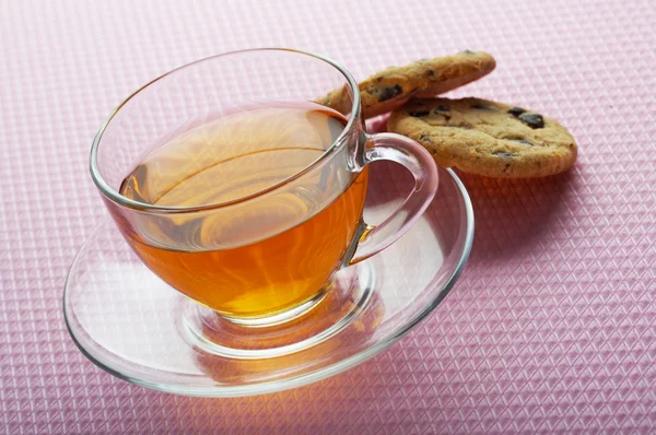 Tea with chocolate cookies — Stock Photo, Image