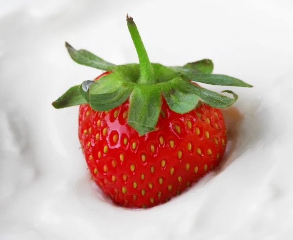 Strawberry in sour cream — Stock Photo, Image