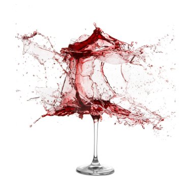 Explosion of a glass with red wine clipart