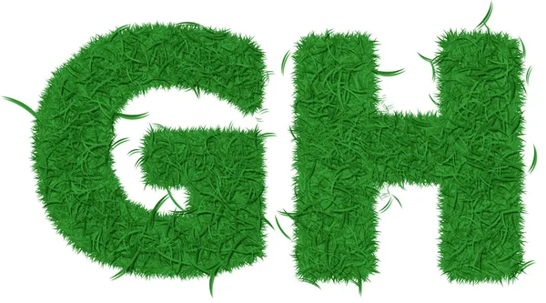 Dvě písmena abecedy zelené trávy — Stock fotografie
