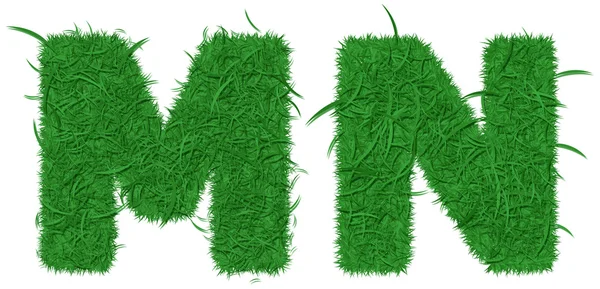 Deux lettres de l'alphabet herbe verte — Photo