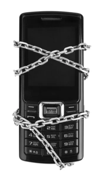 Mobile phone with chain — Stock Photo, Image