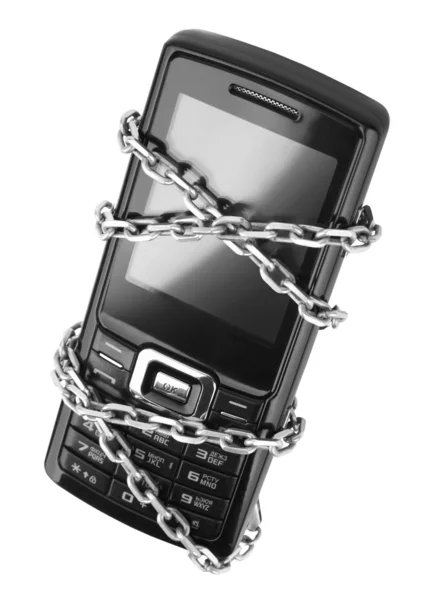 Mobilní telefon s řetězem — Stock fotografie