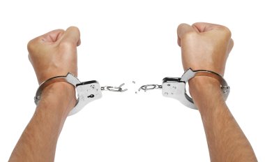 Hands and breaking handcuffs clipart